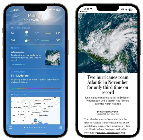 泰山苹果14维修分享iPhone 14手机如何看天气时顺带看新闻 