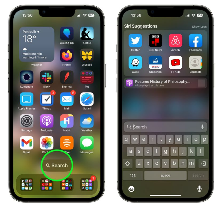泰山苹果手机维修分享升级到 iOS 16 后，如何删除主屏幕上的搜索按钮 
