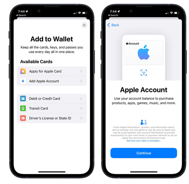 泰山苹果手机维修分享iOS 15.5钱包App如何添加 Apple 账户 